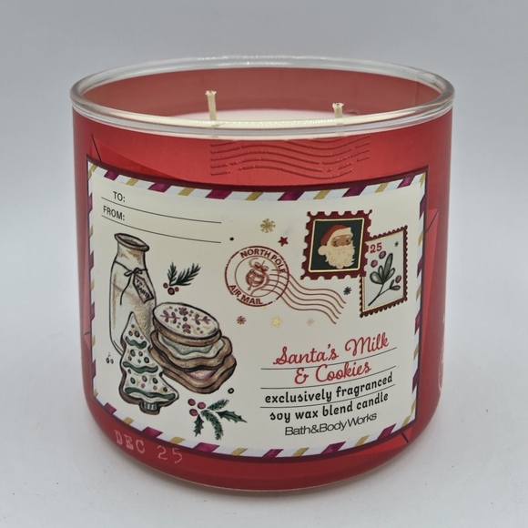 Bath and Body Works Santa's Milk & Cookies 3 wick Candle - Picture 2 of 5